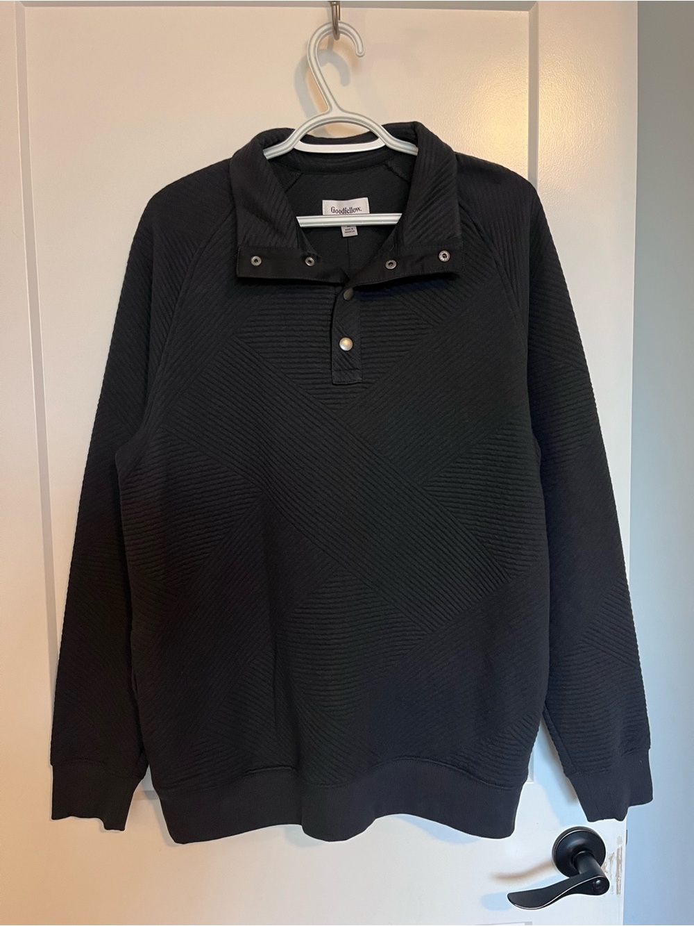 Goodfellow & Co Men’s Dark Grey Quilted Snap-Up Pullover Sweater